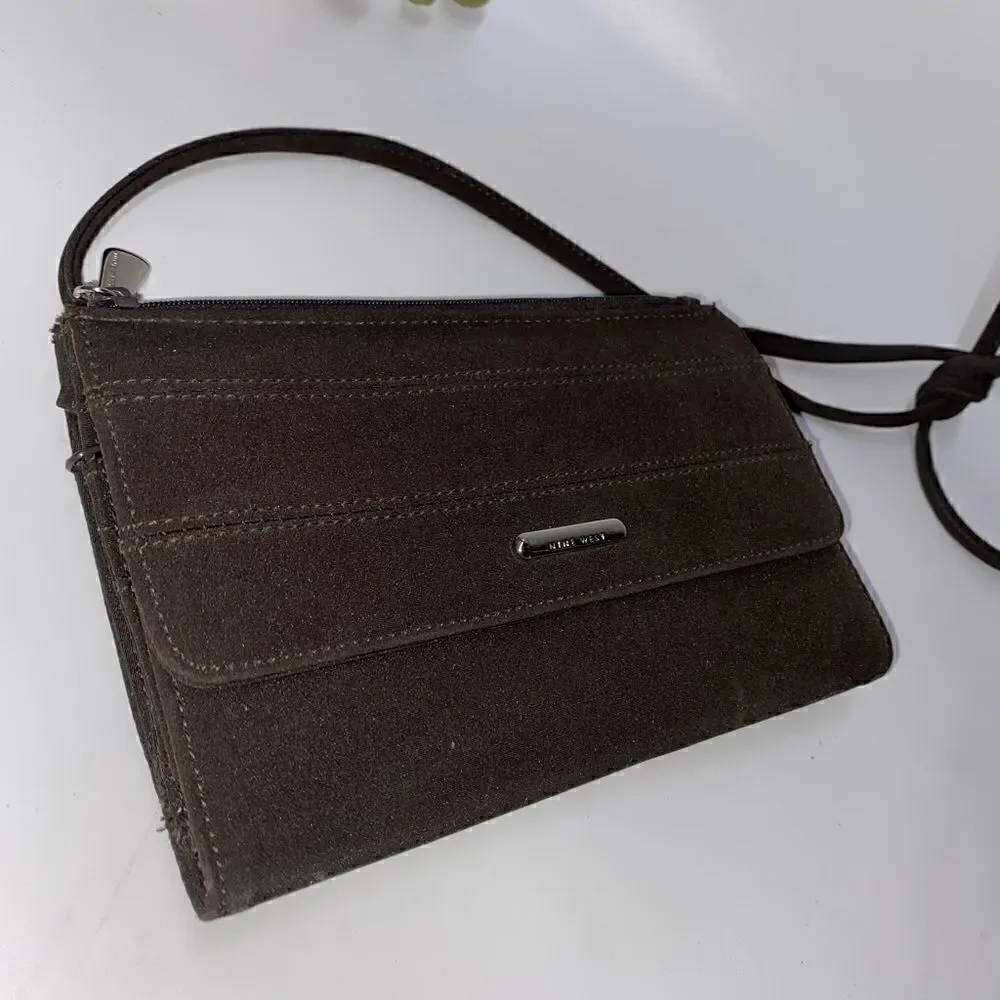 Nine West Nylon Organizer Crossbody Brown Small